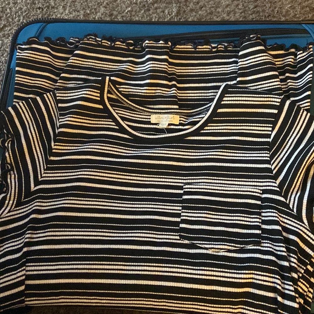 Black and white striped dress